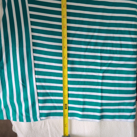 Chicos 2 (US Size L) White & Green Striped Top Women's Shirt Long Sleeve - Picture 12 of 12